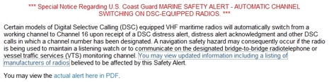 DSC VHF channel changing SAFETY ALERT, depressing!