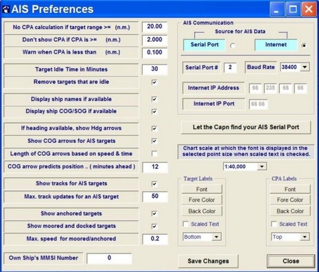 Capn AIS dialog