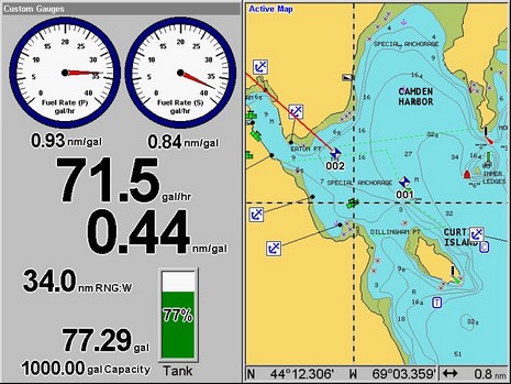 Lowrance w dual Flownet and Maretron fuel level