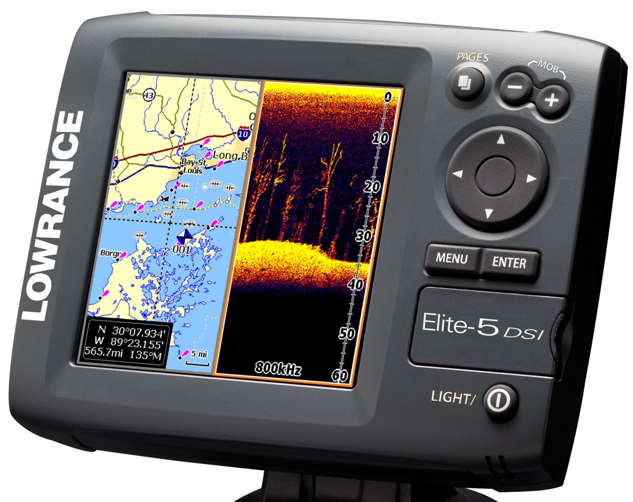 LOWRANCEローランス GPS魚群探知機 エリート5 Elite-5 DSI