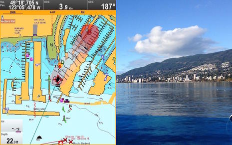 Raymarine Lighthouse r17 SonarChart Live Shallow Warning with Vancouver photo