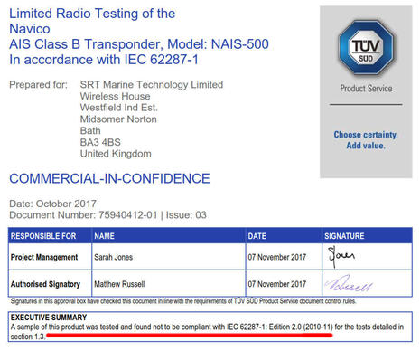 Navico NAIS-500 fails TUV certification test cPanbo.jpg